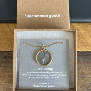 NWT - Uncommon Goods Shattered Glass Ceiling Necklace On Gold Chain